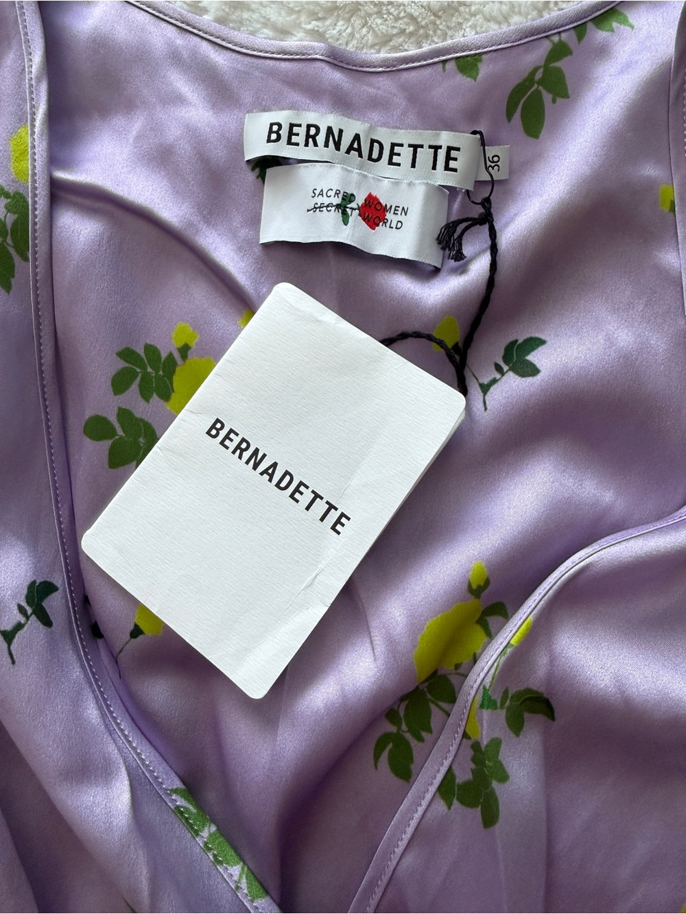 Bernadette Sarah Silk Satin Floral Maxi Dress NWT Lilac US 4 FR36 - Picture 5 of 13